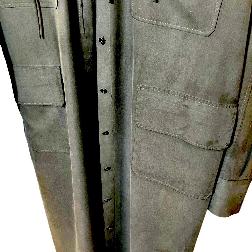 BABATON Aritzia Silk Black Belted Button Lightweight Travel Shirt Dress Sz L - Picture 11 of 13